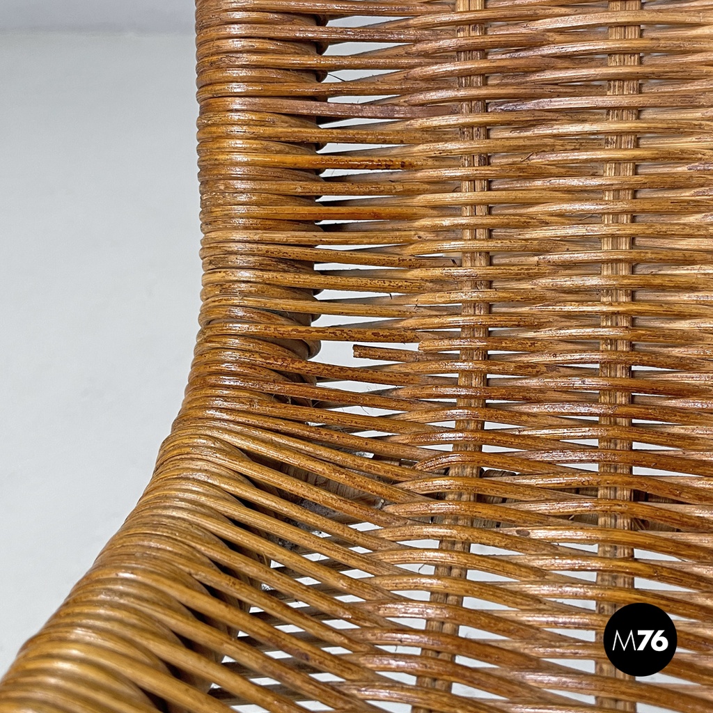 Italian mid-century modern rattan armchair P3 by Tito Agnoli for Bonacina, 1960s