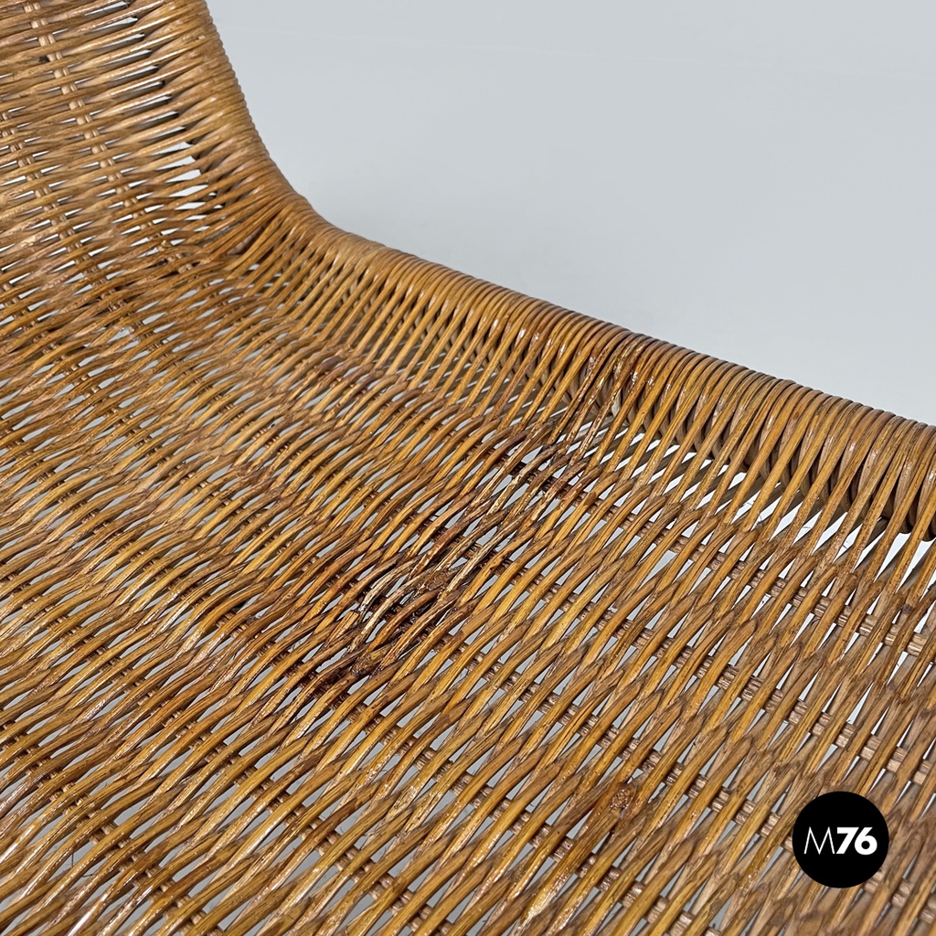 Italian mid-century modern rattan armchair P3 by Tito Agnoli for Bonacina, 1960s