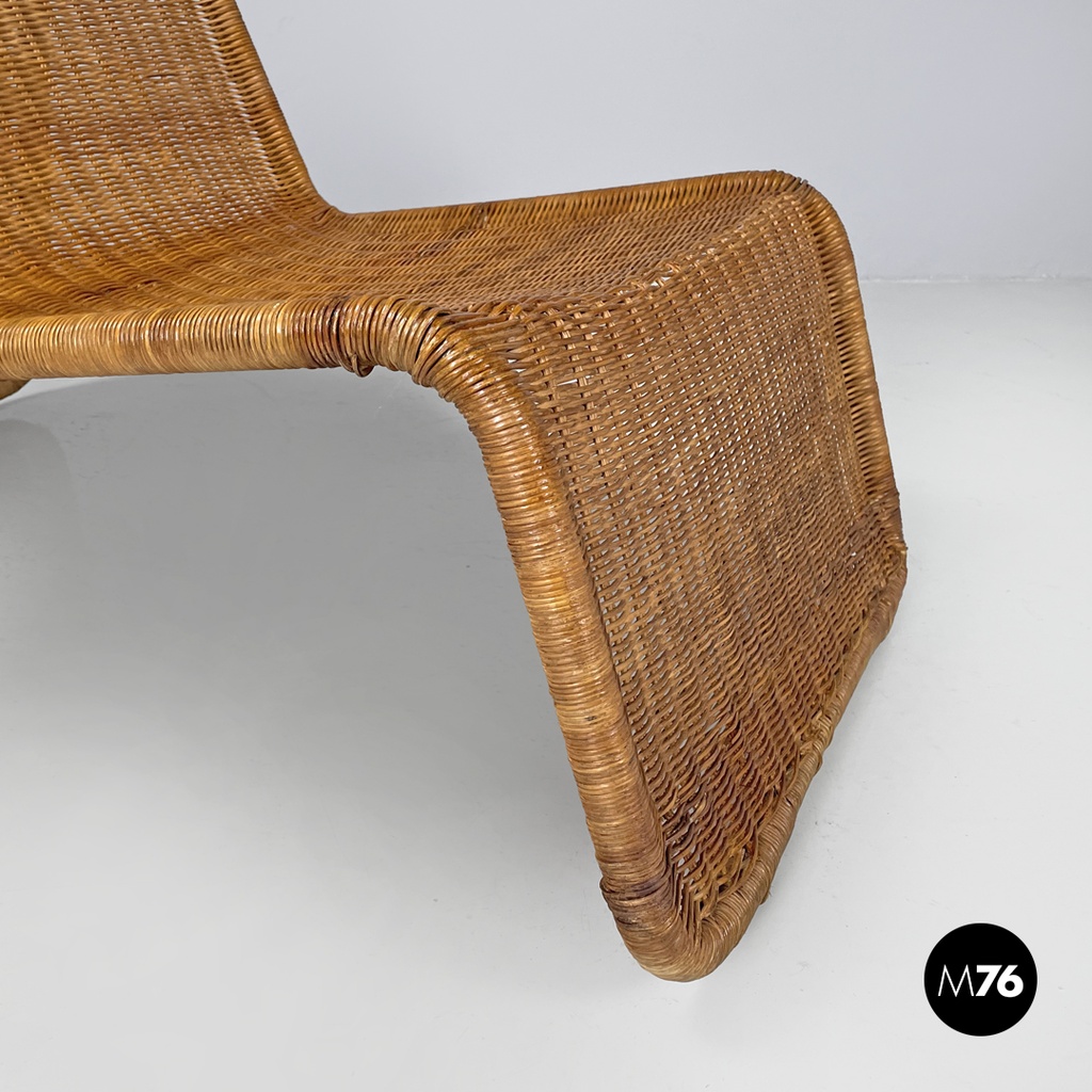 Italian mid-century modern rattan armchair P3 by Tito Agnoli for Bonacina, 1960s