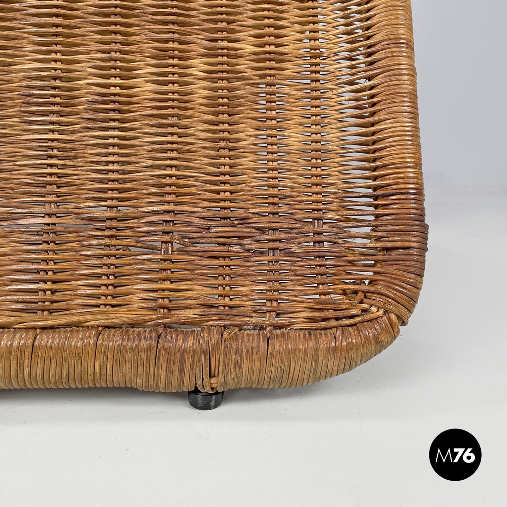 Italian mid-century modern rattan armchair P3 by Tito Agnoli for Bonacina, 1960s
