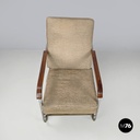 Italian Bauhaus armchair chromed metal structure and light brown fabric, 1940s