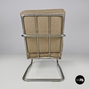 Italian Bauhaus armchair chromed metal structure and light brown fabric, 1940s