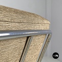 Italian Bauhaus armchair chromed metal structure and light brown fabric, 1940s