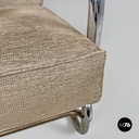 Italian Bauhaus armchair chromed metal structure and light brown fabric, 1940s