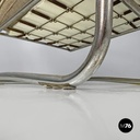 Italian Bauhaus armchair chromed metal structure and light brown fabric, 1940s