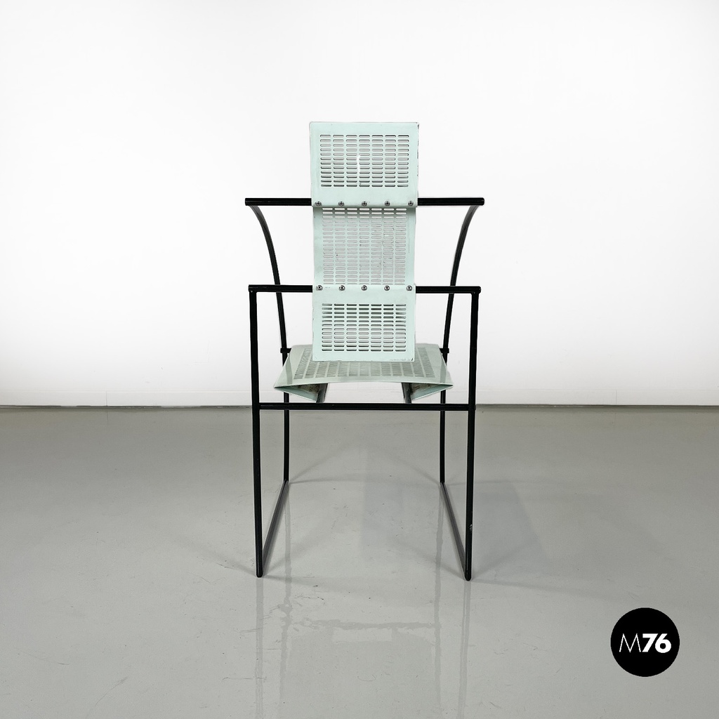 Italian modern light green blue chairs Quinta 605 by Mario Botta Alias, 1980s