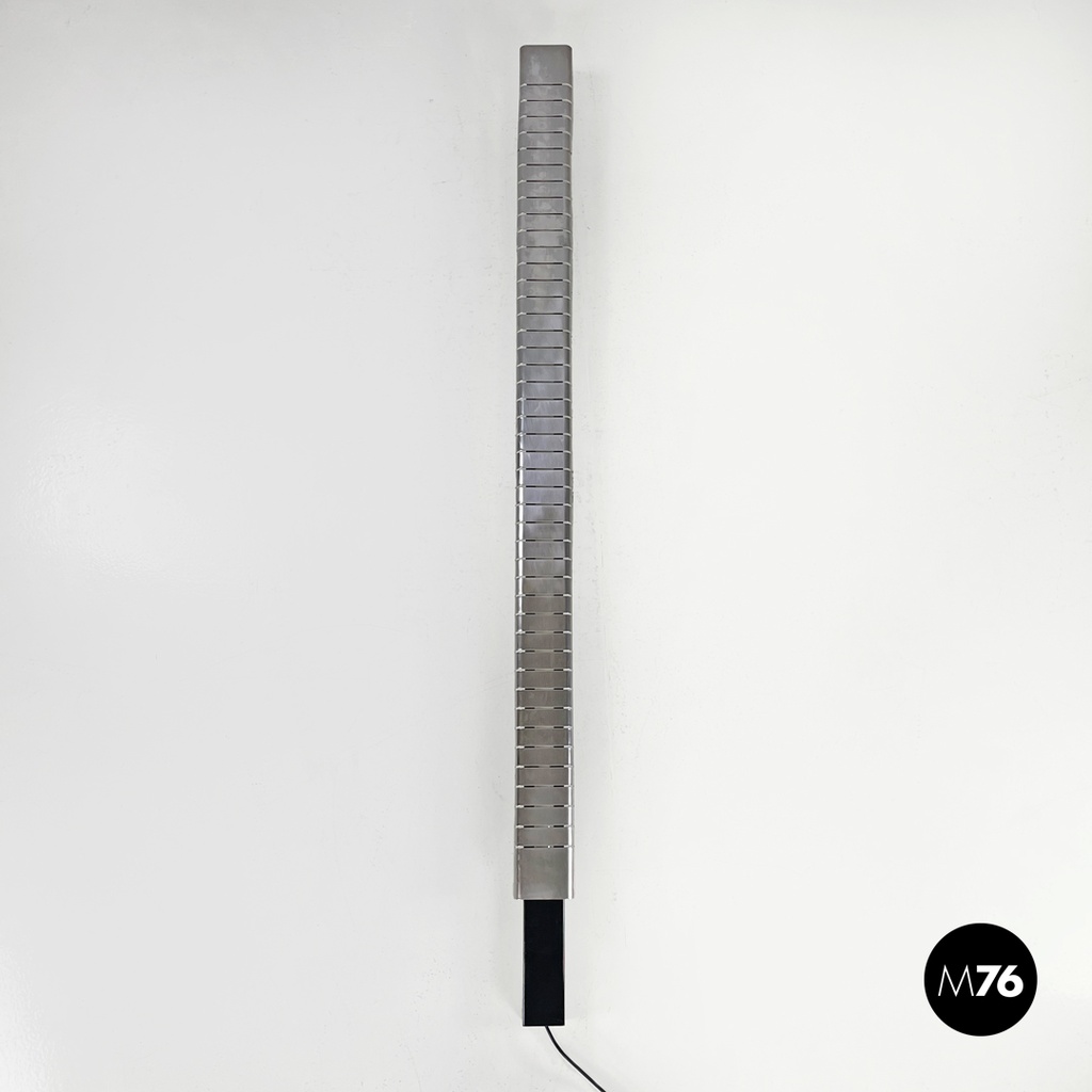 Italian modern tall wall lamp in chromed metal by Lamperti, 1970s