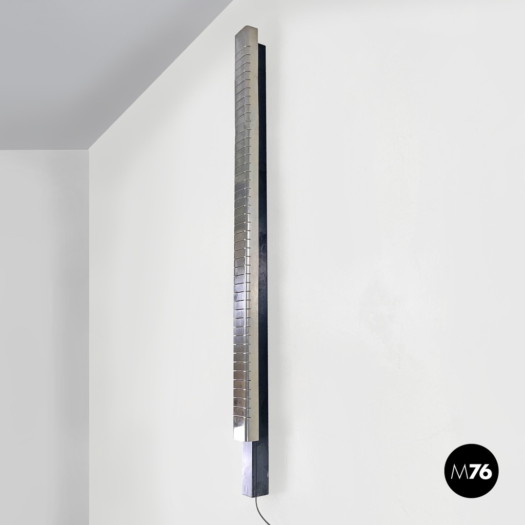 Italian modern tall wall lamp in chromed metal by Lamperti, 1970s