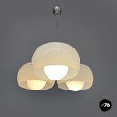 Italian modern glass brass chandelier Triclinio Vico Magistretti Artemide, 1970s