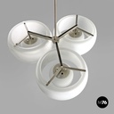 Italian modern glass brass chandelier Triclinio Vico Magistretti Artemide, 1970s