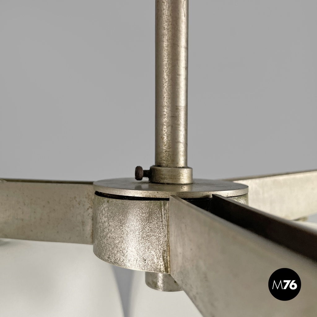 Italian modern glass brass chandelier Triclinio Vico Magistretti Artemide, 1970s