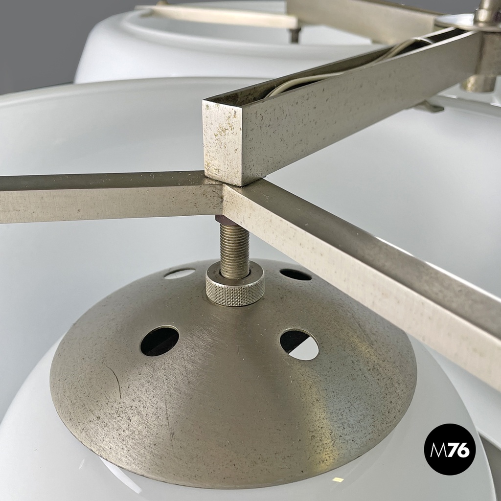 Italian modern glass brass chandelier Triclinio Vico Magistretti Artemide, 1970s