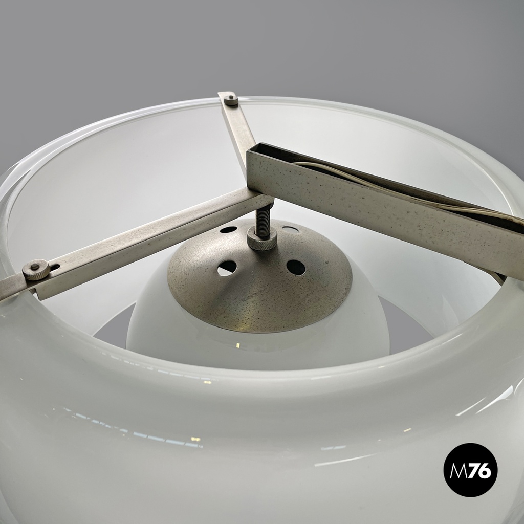 Italian modern glass brass chandelier Triclinio Vico Magistretti Artemide, 1970s