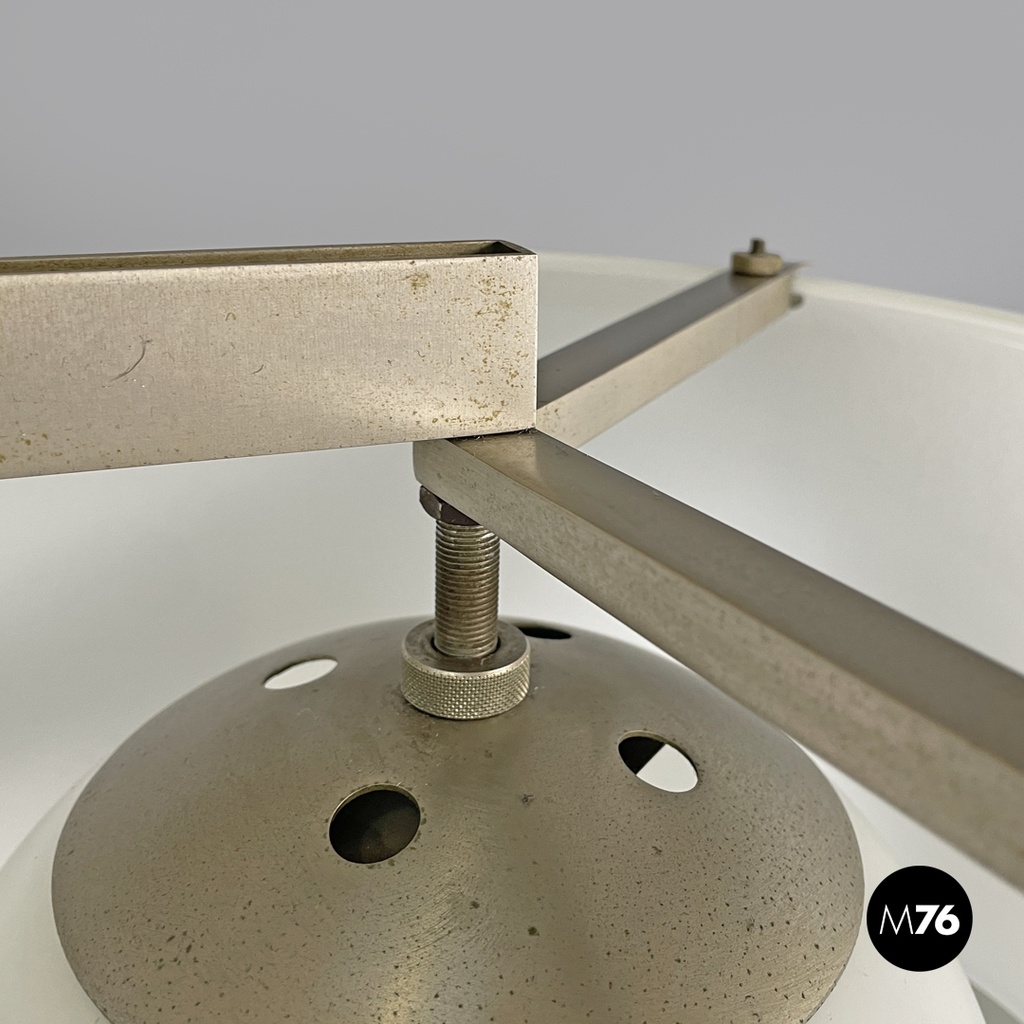 Italian modern glass brass chandelier Triclinio Vico Magistretti Artemide, 1970s