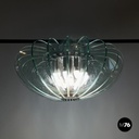 Italian modern transparent rounded glass and chromed metal chandelier, 1970s