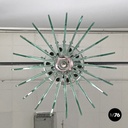 Italian modern transparent rounded glass and chromed metal chandelier, 1970s