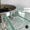 Italian modern transparent rounded glass and chromed metal chandelier, 1970s