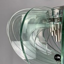 Italian modern transparent rounded glass and chromed metal chandelier, 1970s
