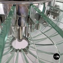 Italian modern transparent rounded glass and chromed metal chandelier, 1970s