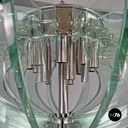 Italian modern transparent rounded glass and chromed metal chandelier, 1970s