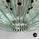 Italian modern transparent rounded glass and chromed metal chandelier, 1970s
