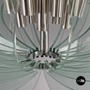 Italian modern transparent rounded glass and chromed metal chandelier, 1970s