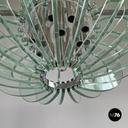 Italian modern transparent rounded glass and chromed metal chandelier, 1970s