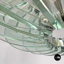 Italian modern transparent rounded glass and chromed metal chandelier, 1970s