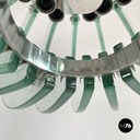 Italian modern transparent rounded glass and chromed metal chandelier, 1970s