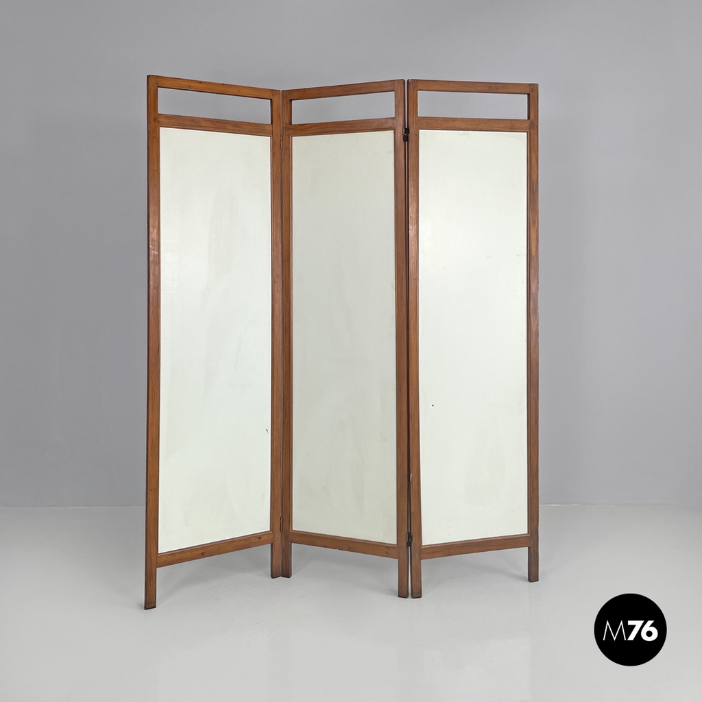 Italian Art Nouveau wooden screen with hand painted human figures, early 1900s