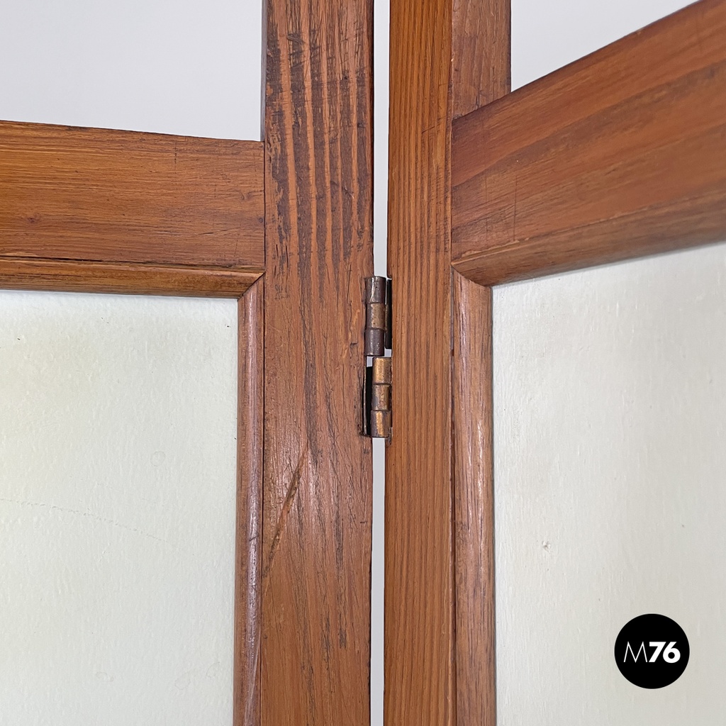 Italian Art Nouveau wooden screen with hand painted human figures, early 1900s