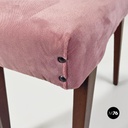 Italian mid-century modern wooden and pink velvet footstool or pouf, 1960s