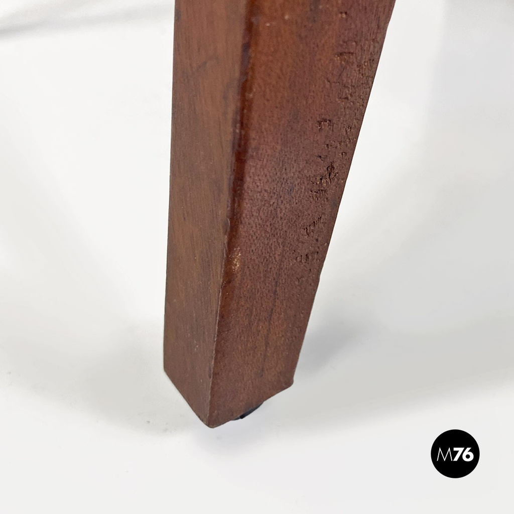 Italian mid-century modern wooden and pink velvet footstool or pouf, 1960s