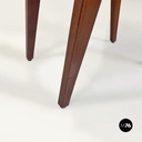 Italian mid-century modern wooden and pink velvet footstool or pouf, 1960s