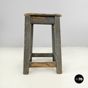 Italian mid-century modern industrial gray painted wooden stool, 1950s