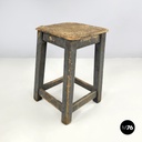 Italian mid-century modern industrial gray painted wooden stool, 1950s