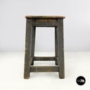 Italian mid-century modern industrial gray painted wooden stool, 1950s