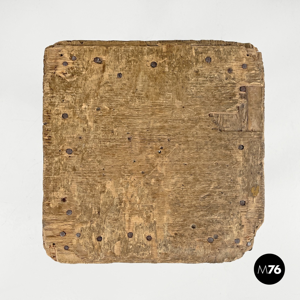 Italian mid-century modern industrial gray painted wooden stool, 1950s