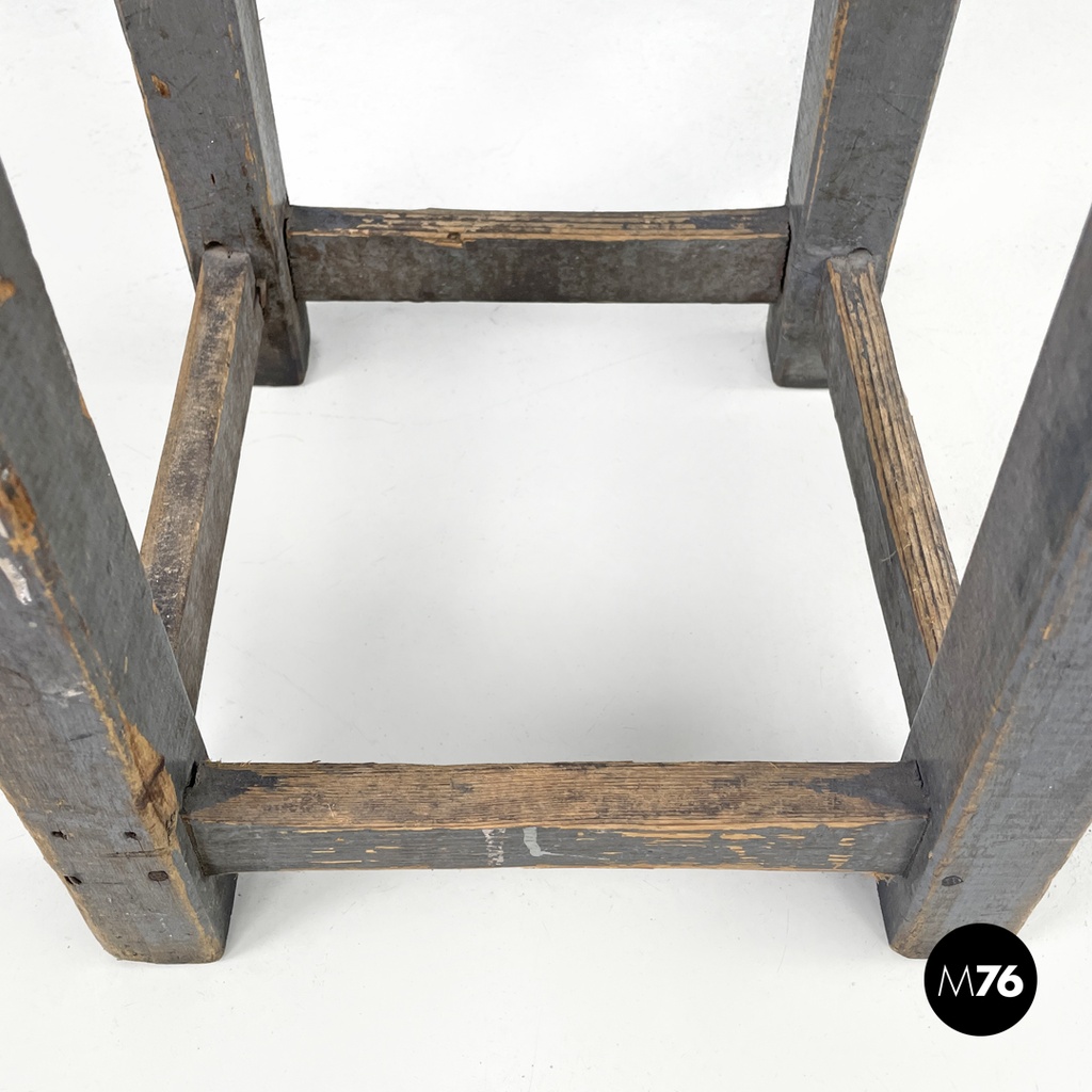 Italian mid-century modern industrial gray painted wooden stool, 1950s