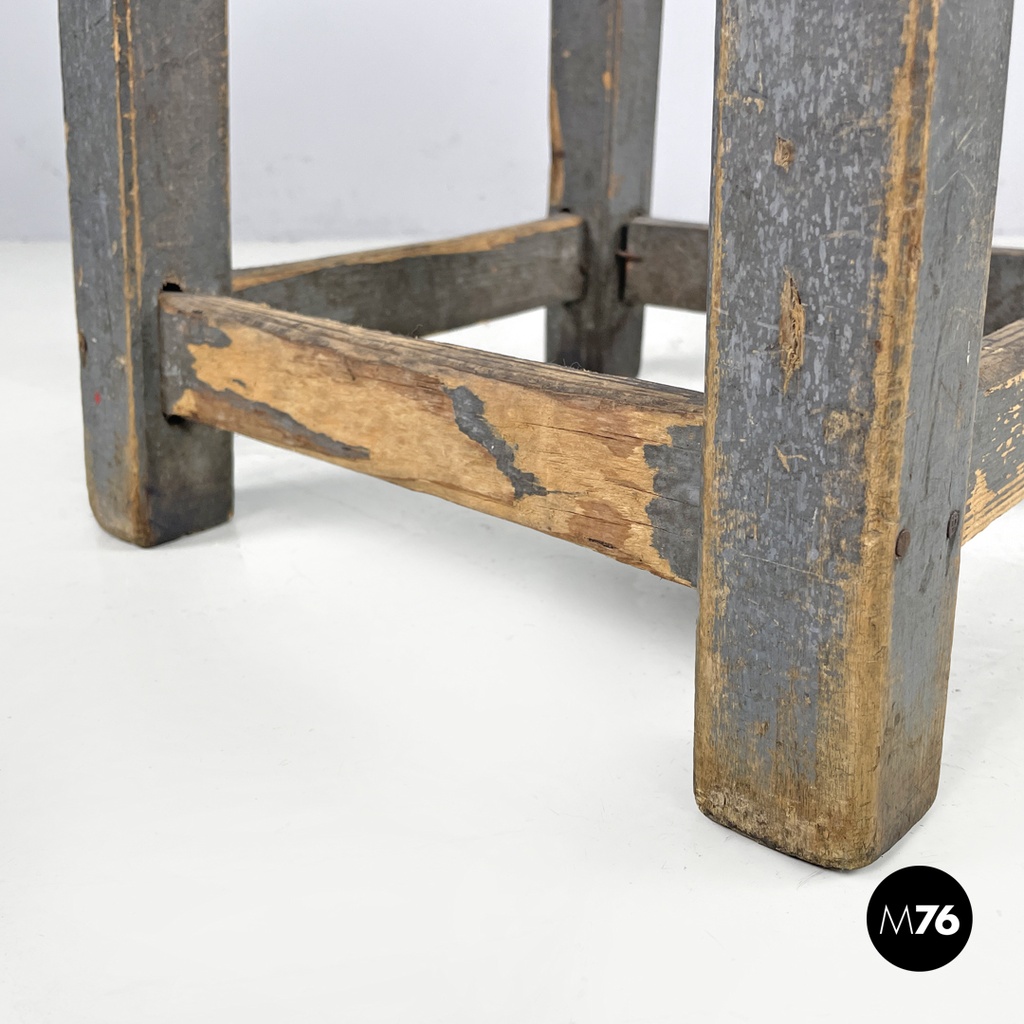 Italian mid-century modern industrial gray painted wooden stool, 1950s