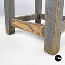 Italian mid-century modern industrial gray painted wooden stool, 1950s