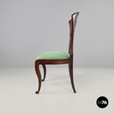 Italian Biedermeier decorated wooden chair and bright green fabric, early 1800s