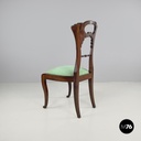 Italian Biedermeier decorated wooden chair and bright green fabric, early 1800s