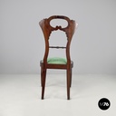 Italian Biedermeier decorated wooden chair and bright green fabric, early 1800s