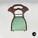 Italian Biedermeier decorated wooden chair and bright green fabric, early 1800s