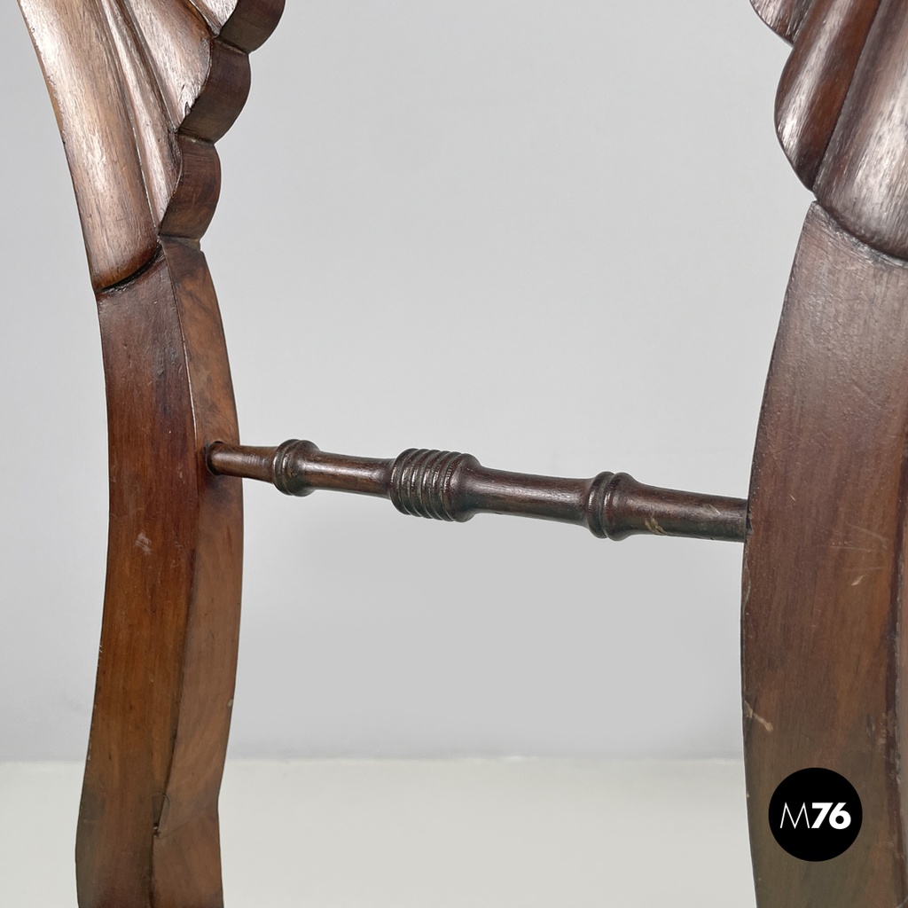 Italian Biedermeier decorated wooden chair and bright green fabric, early 1800s