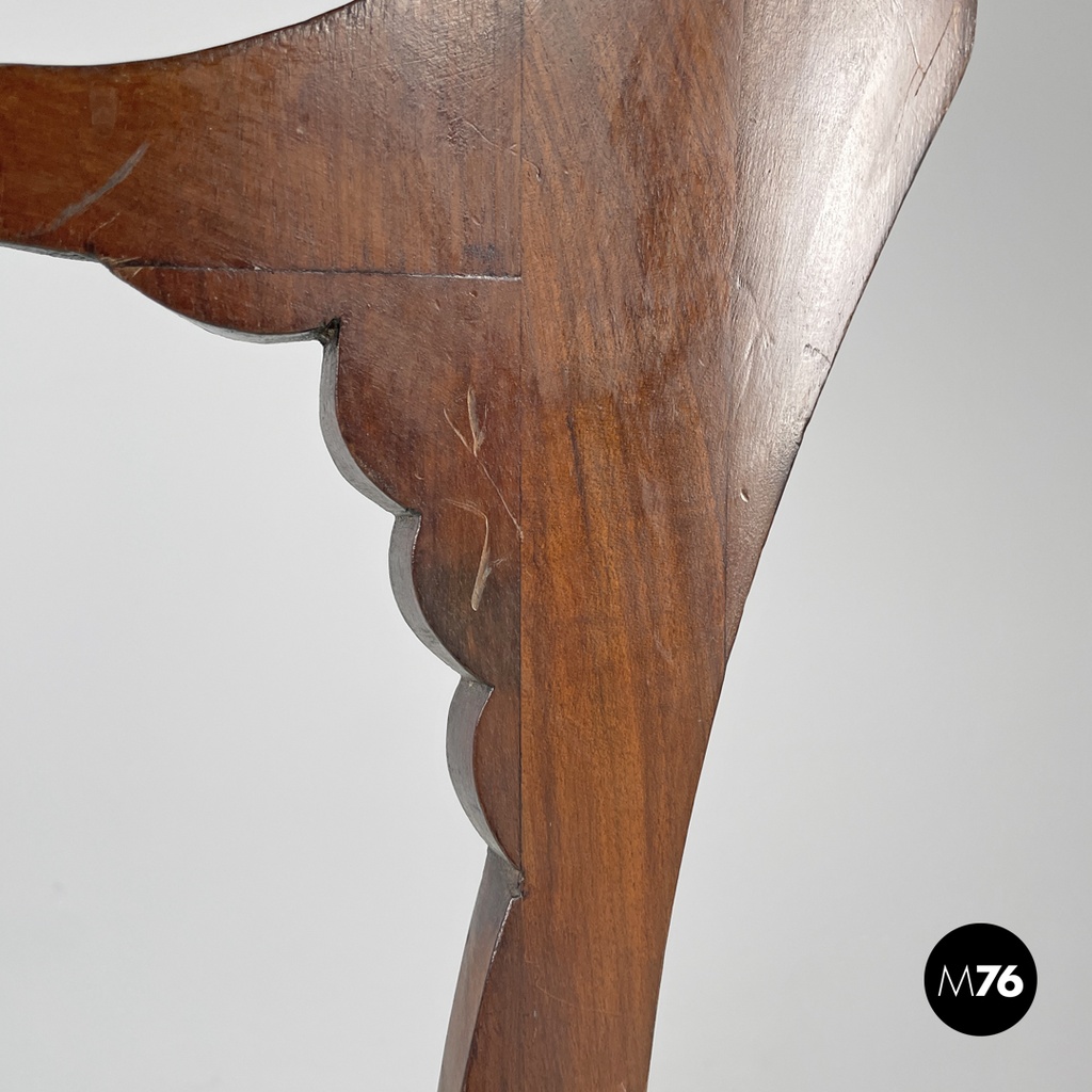 Italian Biedermeier decorated wooden chair and bright green fabric, early 1800s