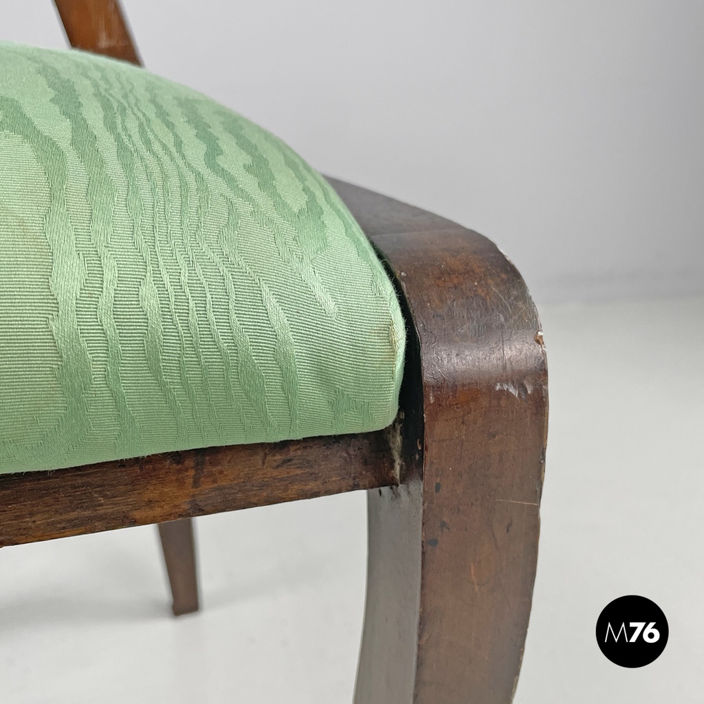 Italian Biedermeier decorated wooden chair and bright green fabric, early 1800s