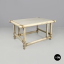 American mid-century modern rattan and white wood coffee table by Mcguire, 1960s