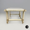 American mid-century modern rattan and white wood coffee table by Mcguire, 1960s